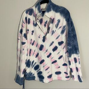 Pink Victoria’s Secret Women’s Tie Dye Oversize 1/4 Zipper Sweatshirt